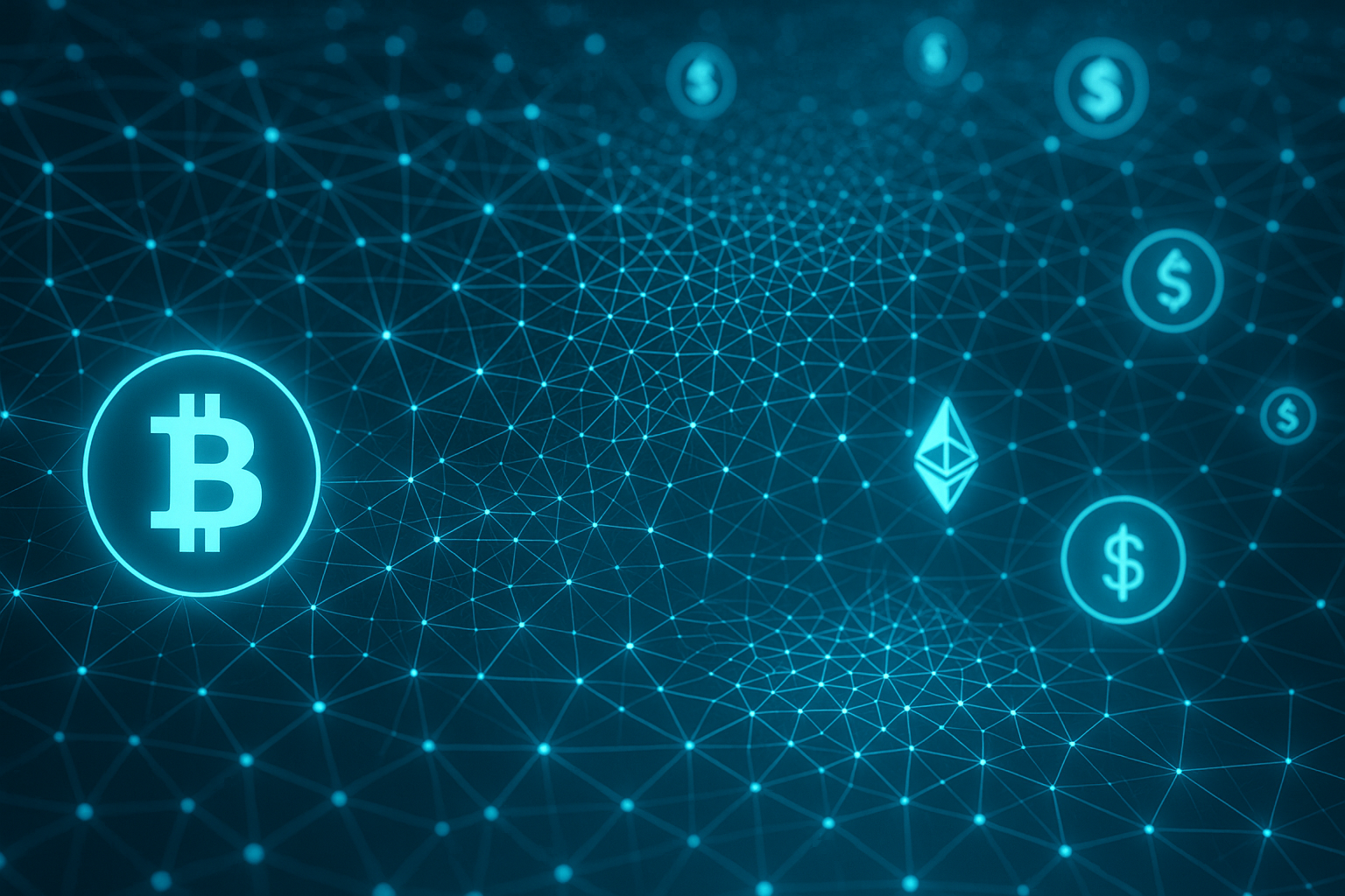 Blockchain Network Visualization with Cryptocurrency Symbols