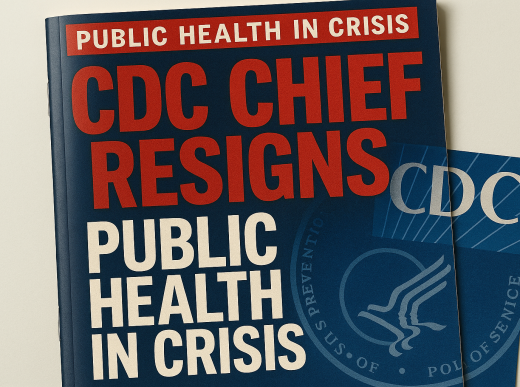 Breaking news magazine cover about CDC chief resignation