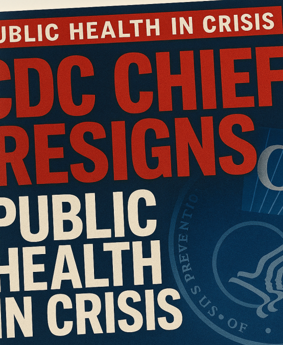 Breaking news magazine cover about CDC chief resignation