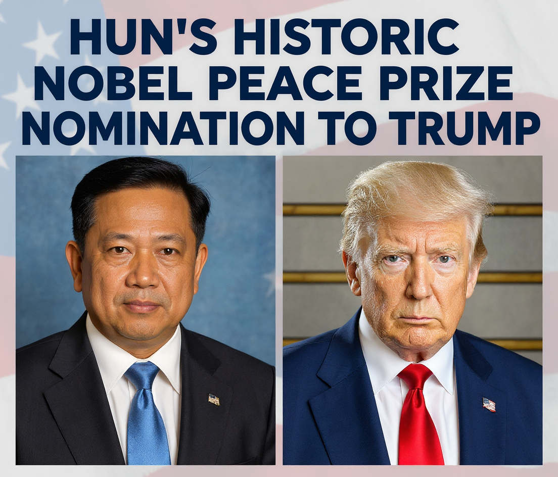 Hun Manet and Donald Trump Official Portraits Nobel Peace Prize