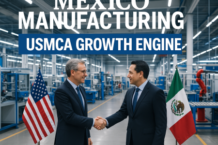 Professional magazine cover for Mexico: The Key to Manufacturing Growth Across the USMCA Region – From Planning to Production