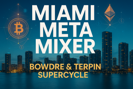 Professional magazine cover for Miami Meta Mixer featuring Bowdre and Terpin SuperCycle event