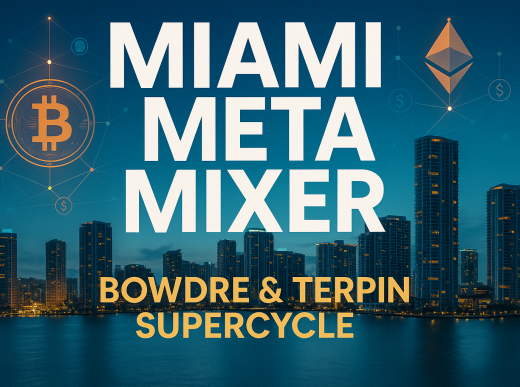 Professional magazine cover for Miami Meta Mixer featuring Bowdre and Terpin SuperCycle event
