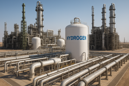 Industrial hydrogen production facility with advanced clean energy infrastructure