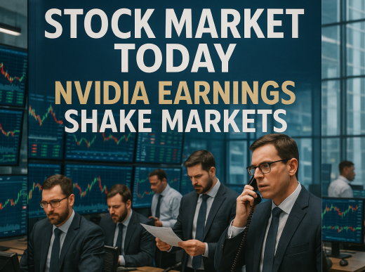 Professional stock market magazine cover showing trading floor with Nvidia earnings impact