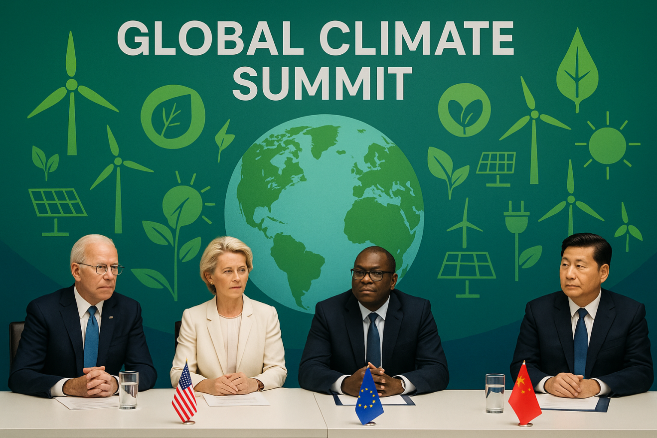 World leaders at global climate summit with environmental themes