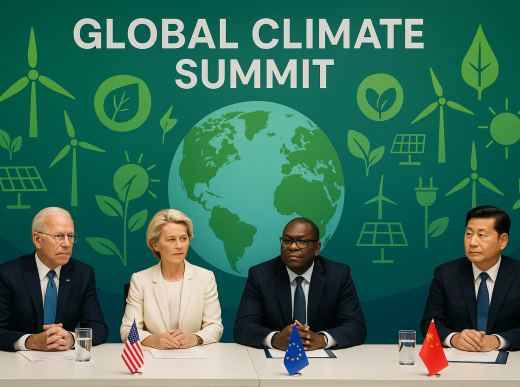 World leaders at global climate summit with environmental themes